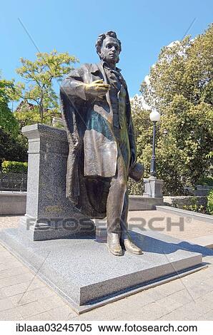 "Bronze statue of Alexander Pushkin, Yalta, Crimea, Ukraine, Europe" View Large Photo Image Stock Photography - "Bronze statue of Alexander Pushkin, Yalta, Crimea, Ukraine, Europe". Fotosearch