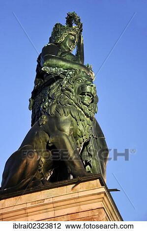 Stock Image - "Bronze statue of Bavaria, Munich, Upper Bavaria, Bavaria, Germany, Europe". Fotosearch