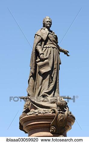 Stock Image - "Bronze statue of Catherine the Great, empress of Russia, Odessa, Odessa Oblast, Ukraine, Europe". Fotosearch