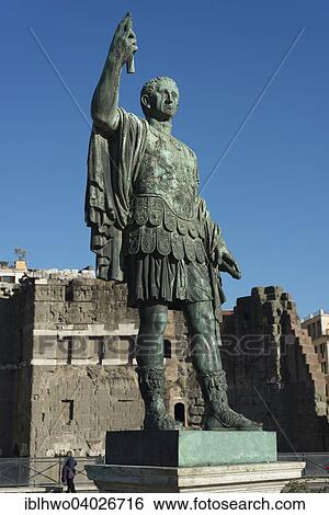 Stock Photograph - "Bronze statue of Roman Emperor Nerva, Via dei Fori Imperiali, Rione I Monti, Rome, Lazio, Italy, Europe". Fotosearch