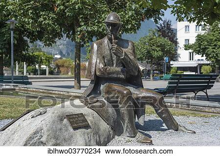 "Bronze statue of Sherlock Holmes in the city center, Meiringen, Canton of Bern, Switzerland, Europe" View Large Photo Image Picture - "Bronze statue of Sherlock Holmes in the city center, Meiringen, Canton of Bern, Switzerland, Europe". Fotosearch