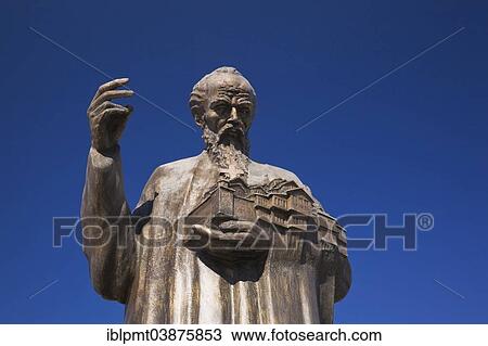 Stock Image - "Bronze statue of St. Clement of Ohrid, Ohrid, Macedonia, Europe". Fotosearch