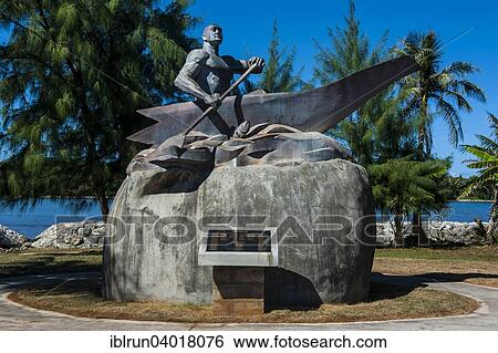 Stock Photograph - "Bronze statue of the Chamorro chief Gadao, Guam, US Territory, Pacific, Oceania". Fotosearch