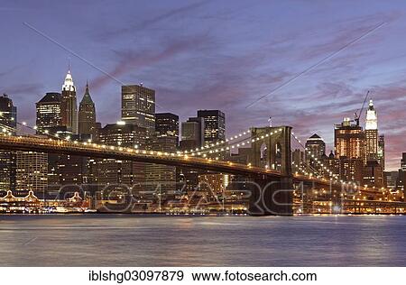 "Brooklyn Bridge in front of the Manhattan skyline in the evening, Manhattan, New York City, New York, United States, North America" View Large Photo Image Stock Photo - "Brooklyn Bridge in front of the Manhattan skyline in the evening, Manhattan, New York City, New York, United States, North America". Fotosearch