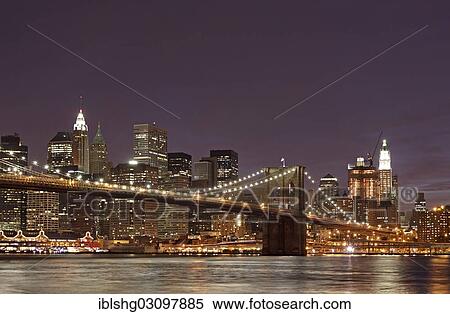 "Brooklyn Bridge in front of the Manhattan skyline in the evening, Manhattan, New York City, New York, United States, North America" View Large Photo Image Stock Photography - "Brooklyn Bridge in front of the Manhattan skyline in the evening, Manhattan, New York City, New York, United States, North America". Fotosearch