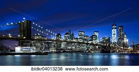 "Brooklyn Bridge, view from Main Street Park over the East River onto the Manhattan skyline, Downtown Brooklyn, Brooklyn, New York" View Large Photo Image Stock Photo - "Brooklyn Bridge, view from Main Street Park over the East River onto the Manhattan skyline, Downtown Brooklyn, Brooklyn, New York". Fotosearch