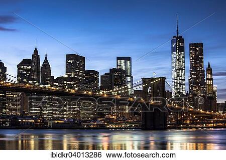 "Brooklyn Bridge, view from Main Street Park over the East River onto the Manhattan skyline, Downtown Brooklyn, Brooklyn, New York" View Large Photo Image Stock Photograph - "Brooklyn Bridge, view from Main Street Park over the East River onto the Manhattan skyline, Downtown Brooklyn, Brooklyn, New York". Fotosearch