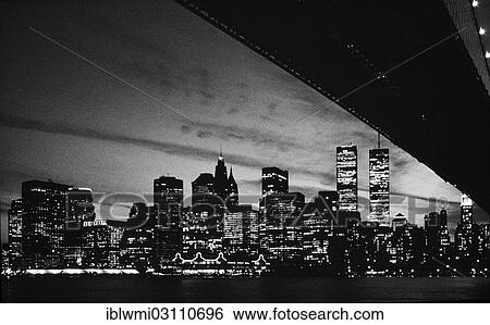 "Brooklyn Bridge, view of Manhattan skyline with former World Trade Center or WTC, historical photograph, Manhattan, New York City, New York, United States, North America" View Large Photo Image Stock Photograph - "Brooklyn Bridge, view of Manhattan skyline with former World Trade Center or WTC, historical photograph, Manhattan, New York City, New York, United States, North America". Fotosearch