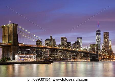 "Brooklyn Bridge with views of Manhattan, New York City, New York, United States, North America" View Large Photo Image Picture - "Brooklyn Bridge with views of Manhattan, New York City, New York, United States, North America". Fotosearch