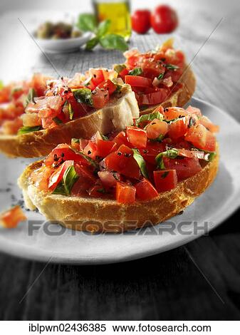 "Bruschetta with fresh, chopped tomato flesh" View Large Photo Image Stock Photography - "Bruschetta with fresh, chopped tomato flesh". Fotosearch
