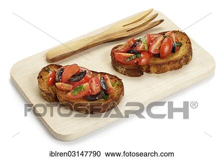 Bruschetta with tomatoes and black olives View Large Photo Image Stock Image - Bruschetta with tomatoes and black olives. Fotosearch