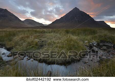 "Buachaille Etive Mor, sunset in autumn in the valley of Glen Etive, Scotland, United Kingdom, Europe" View Large Photo Image Stock Image - "Buachaille Etive Mor, sunset in autumn in the valley of Glen Etive, Scotland, United Kingdom, Europe". Fotosearch