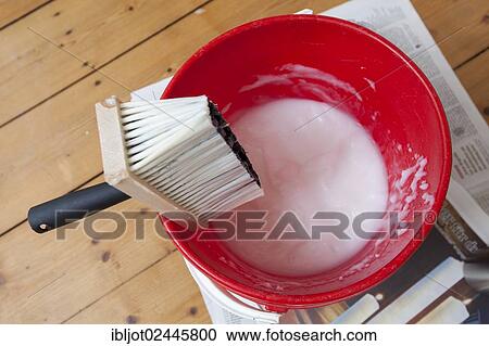 Bucket of wallpaper paste and a brush View Large Photo Image Stock Image - Bucket of wallpaper paste and a brush. Fotosearch
