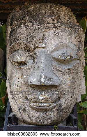 Stock Image - "Buddha head, Wat Jedlin, Chiang Mai, Northern Thailand, Thailand, Asia". Fotosearch