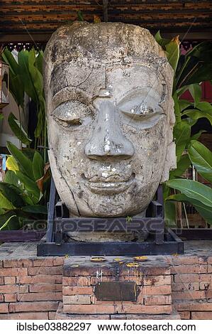 Stock Photo - "Buddha head, Wat Jedlin, Chiang Mai, Northern Thailand, Thailand, Asia". Fotosearch