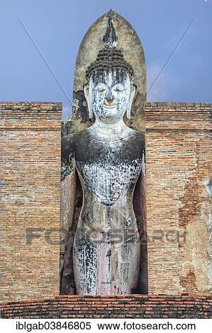 "Buddha statue at the ruins of Wat Phra Si Rattana Mahathat temple complex, Sukhothai Historical Park, UNESCO World Heritage Site, Sukhothai, Thailand, Asia" View Large Photo Image Stock Photography - "Buddha statue at the ruins of Wat Phra Si Rattana Mahathat temple complex, Sukhothai Historical Park, UNESCO World Heritage Site, Sukhothai, Thailand, Asia". Fotosearch