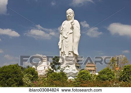 Picture - "Buddha statue at the Vinh Trang Pagoda, My Tho, Mekong-Delta, Vietnam, Asia". Fotosearch
