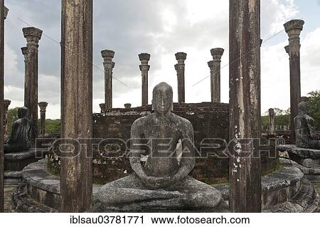 Stock Image - "Buddha statue in a ruined temple, Temple of Medirigiriya, Medirigiriya, Sri Lanka, Asia". Fotosearch