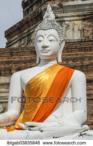 "Buddha statue in front of the stupa at Wat Yai Chai Mongkhon, Ayutthaya, Thailand, Asia" View Large Photo Image Stock Photograph - "Buddha statue in front of the stupa at Wat Yai Chai Mongkhon, Ayutthaya, Thailand, Asia". Fotosearch