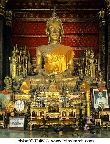 "Buddha statue in Wat Mai Temple, Luang Prabang, Luang Prabang Province, Laos, Asia" View Large Photo Image Stock Image - "Buddha statue in Wat Mai Temple, Luang Prabang, Luang Prabang Province, Laos, Asia". Fotosearch
