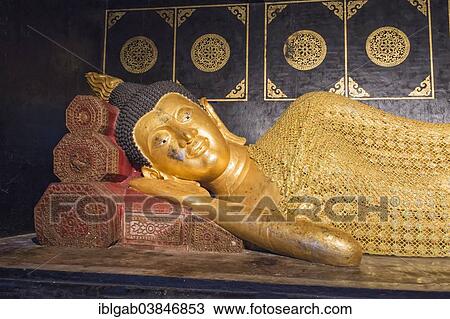 Stock Image - "Buddha statue, Wat Chedi Luang, Chiang Mai, Thailand, Asia". Fotosearch
