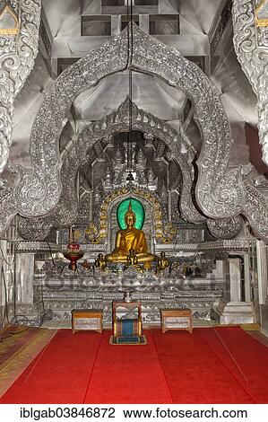 Stock Image - "Buddha statue, Wat Sri Suphan Temple, interior view, Chiang Mai, Thailand, Asia". Fotosearch