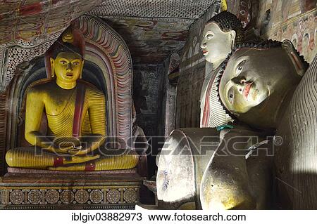 "Buddha statues and murals in one of the cave temples of the Golden Temple, UNESCO World Heritage Site, Dambulla, Central Province, Sri Lanka, Asia" View Large Photo Image Stock Image - "Buddha statues and murals in one of the cave temples of the Golden Temple, UNESCO World Heritage Site, Dambulla, Central Province, Sri Lanka, Asia". Fotosearch