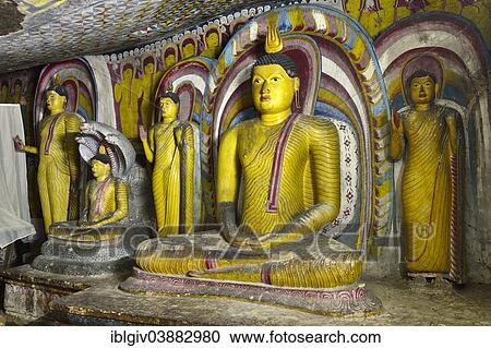 "Buddha statues and murals in one of the cave temples of the Golden Temple, UNESCO World Heritage Site, Dambulla, Central Province, Sri Lanka, Asia" View Large Photo Image Stock Image - "Buddha statues and murals in one of the cave temples of the Golden Temple, UNESCO World Heritage Site, Dambulla, Central Province, Sri Lanka, Asia". Fotosearch