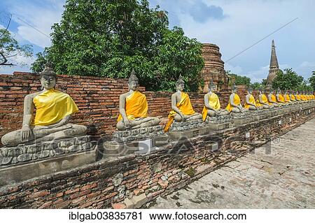 "Buddha statues around the central stupa, Wat Yai Chai Mongkhon, Ayutthaya, Thailand, Asia" View Large Photo Image Stock Image - "Buddha statues around the central stupa, Wat Yai Chai Mongkhon, Ayutthaya, Thailand, Asia". Fotosearch
