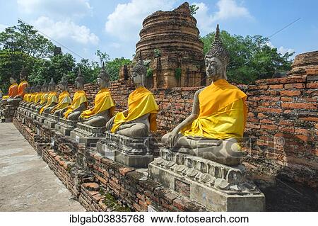 "Buddha statues around the central stupa, Wat Yai Chai Mongkhon, Ayutthaya, Thailand, Asia" View Large Photo Image Stock Photo - "Buddha statues around the central stupa, Wat Yai Chai Mongkhon, Ayutthaya, Thailand, Asia". Fotosearch