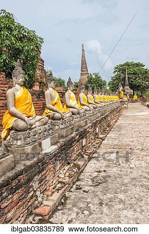 "Buddha statues around the central stupa, Wat Yai Chai Mongkhon, Ayutthaya, Thailand, Asia" View Large Photo Image Stock Photo - "Buddha statues around the central stupa, Wat Yai Chai Mongkhon, Ayutthaya, Thailand, Asia". Fotosearch