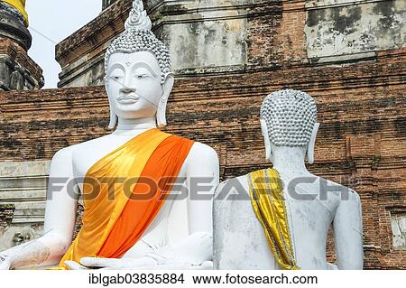 "Buddha statues in front of the stupa at Wat Yai Chai Mongkhon, Ayutthaya, Thailand, Asia" View Large Photo Image Picture - "Buddha statues in front of the stupa at Wat Yai Chai Mongkhon, Ayutthaya, Thailand, Asia". Fotosearch