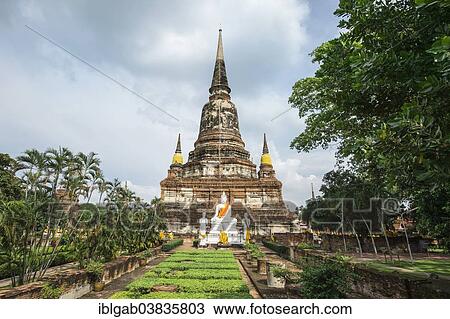 "Buddha statues in front of the stupa at Wat Yai Chai Mongkhon, Ayutthaya, Thailand, Asia" View Large Photo Image Stock Image - "Buddha statues in front of the stupa at Wat Yai Chai Mongkhon, Ayutthaya, Thailand, Asia". Fotosearch