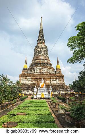"Buddha statues in front of the stupa at Wat Yai Chai Mongkhon, Ayutthaya, Thailand, Asia" View Large Photo Image Stock Photo - "Buddha statues in front of the stupa at Wat Yai Chai Mongkhon, Ayutthaya, Thailand, Asia". Fotosearch
