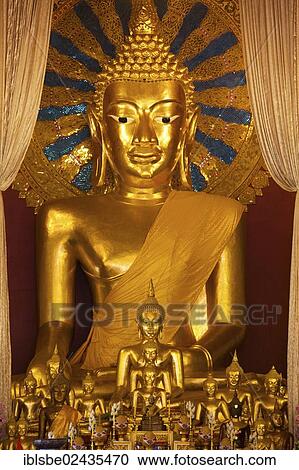 Stock Image - "Buddha statues in Viharn Luang of Wat Phra Singh, Chiang Mai, Northern Thailand, Thailand, Asia". Fotosearch