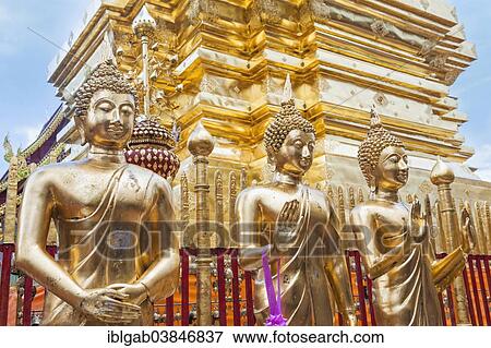 "Buddha statues, Wat Phra That Doi Suthep, Chiang Mai, Thailand, Asia" View Large Photo Image Stock Photo - "Buddha statues, Wat Phra That Doi Suthep, Chiang Mai, Thailand, Asia". Fotosearch