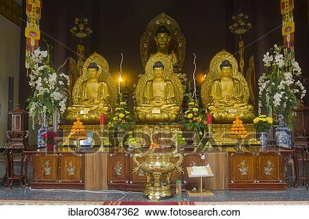 "Buddha statues with an altar in Linh Thuu Pagoda, Spandau, Berlin, Germany, Europe" View Large Photo Image Stock Image - "Buddha statues with an altar in Linh Thuu Pagoda, Spandau, Berlin, Germany, Europe". Fotosearch