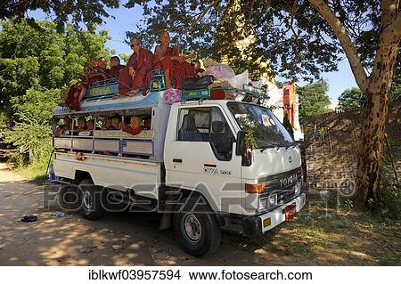 "Buddhist child monks taking the school bus, Bagan, Mandalay Division, Myanmar, Asia" View Large Photo Image Picture - "Buddhist child monks taking the school bus, Bagan, Mandalay Division, Myanmar, Asia". Fotosearch