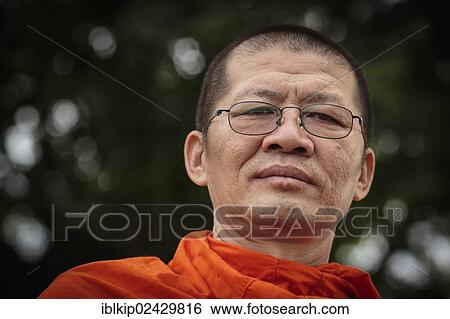 Stock Photograph - "Buddhist monk, portrait, Bangkok, Thailand, Asia". Fotosearch