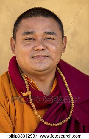 Stock Photo - "Buddhist monk, portrait, Boudhanath, Kathmandu, Kathmandu District, Bagmati Zone, Nepal, Asia". Fotosearch