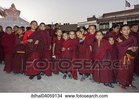 "Buddhist monks, Tibetan, novices, before the full moon festival, Boudhanath Stupa, Boudhanath, UNESC World Heritage Site, Kathmandu, Nepal, Asia" View Large Photo Image Picture - "Buddhist monks, Tibetan, novices, before the full moon festival, Boudhanath Stupa, Boudhanath, UNESC World Heritage Site, Kathmandu, Nepal, Asia". Fotosearch
