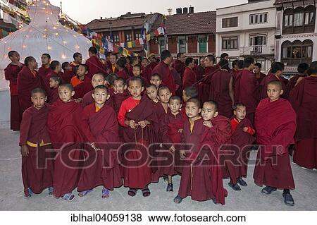 "Buddhist monks, Tibetan, novices, before the full moon festival, Boudhanath Stupa, Boudhanath, UNESC World Heritage Site, Kathmandu, Nepal, Asia" View Large Photo Image Stock Photo - "Buddhist monks, Tibetan, novices, before the full moon festival, Boudhanath Stupa, Boudhanath, UNESC World Heritage Site, Kathmandu, Nepal, Asia". Fotosearch