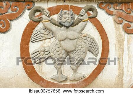 "Buddhist Stupa, detail, lucky symbol of a Garuda Sungda Chorten in Charang, Upper Mustang, Nepal, Asia" View Large Photo Image Stock Photograph - "Buddhist Stupa, detail, lucky symbol of a Garuda Sungda Chorten in Charang, Upper Mustang, Nepal, Asia". Fotosearch