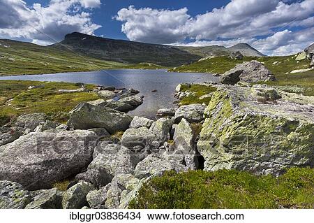 Picture - "Budeitjonn Lake with Mt Gaustatoppen, Tinn, Telemark, Norway, Europe". Fotosearch