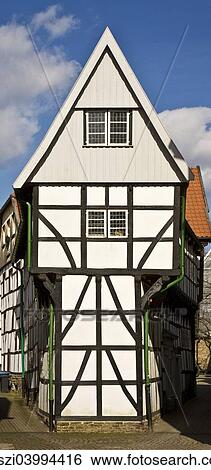 "Bugeleisenhaus, historic half-timbered house in the shape of an iron, historic centre, Hattingen, Ruhr Area, North Rhine-Westphalia, Germany, Europe" View Large Photo Image Stock Photograph - "Bugeleisenhaus, historic half-timbered house in the shape of an iron, historic centre, Hattingen, Ruhr Area, North Rhine-Westphalia, Germany, Europe". Fotosearch