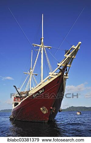 "Buginese schooner, diving ship, Seven-Seas-Liveaboard, Raja Ampat, West Papua, Indonesia, Asia" View Large Photo Image Stock Photo - "Buginese schooner, diving ship, Seven-Seas-Liveaboard, Raja Ampat, West Papua, Indonesia, Asia". Fotosearch