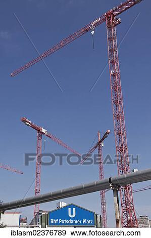 "Building cranes, construction boom, at Potsdamer Platz square, Leipziger Strasse street, Berlin, Germany, Europe" View Large Photo Image Stock Photo - "Building cranes, construction boom, at Potsdamer Platz square, Leipziger Strasse street, Berlin, Germany, Europe". Fotosearch