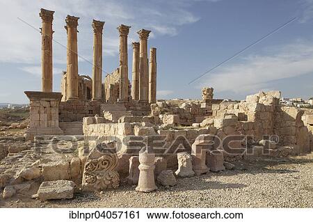"Building fragments in front of Artemis Temple, built in the 2nd century AD, ancient Roman city of Jerash, part of the Decapolis, Jerash, Jerash Governorate, Jordan, Asia" View Large Photo Image Stock Image - "Building fragments in front of Artemis Temple, built in the 2nd century AD, ancient Roman city of Jerash, part of the Decapolis, Jerash, Jerash Governorate, Jordan, Asia". Fotosearch