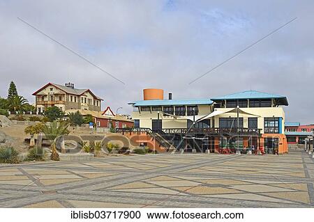 Stock Image - "Building of the new Luederitz Waterfront, Luderitz, Karas Region, Namibia, Africa". Fotosearch