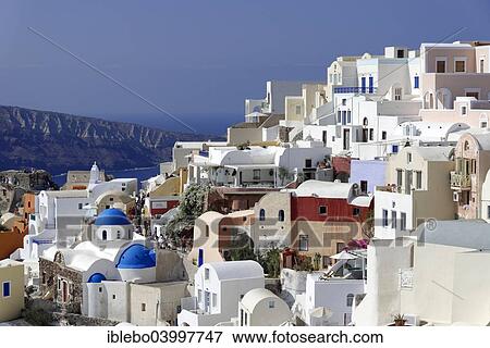 "Buildings and churches, Oia, Santorini, Cyclades, Greece, Europe" View Large Photo Image Stock Photo - "Buildings and churches, Oia, Santorini, Cyclades, Greece, Europe". Fotosearch